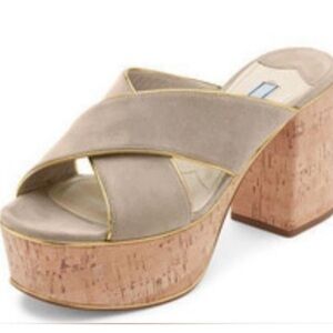 Prada Beige and Tan Platform Sandals